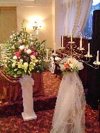Candelabra and altar arrangement
