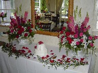 Cake table arrangements and decorations