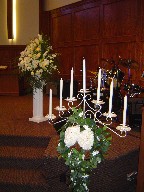 Candelabra decoration and altar arrangement